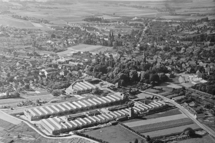 Luftbild des ROKAL-Werks aus den 1950er Jahren